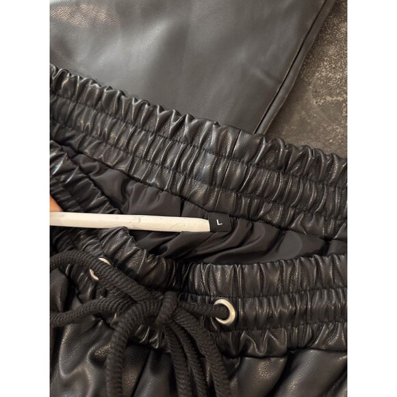 Vale State Mens Track Pants Black Leather Straight Streetwear Large - Picture 4 of 12